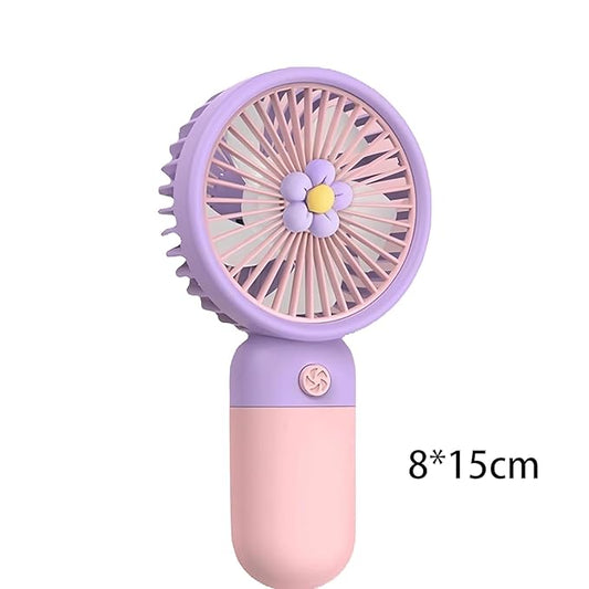 Portable Mini Cooling Fan 🌸 | Cute USB Rechargeable Handheld Fan for Travel & Office
