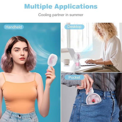 Portable Mini Cooling Fan 🌸 | Cute USB Rechargeable Handheld Fan for Travel & Office