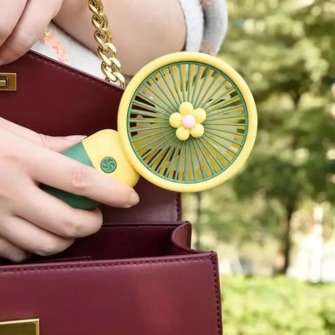 Portable Mini Cooling Fan 🌸 | Cute USB Rechargeable Handheld Fan for Travel & Office