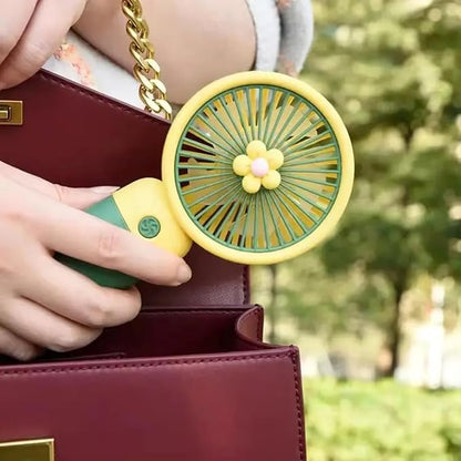 Portable Mini Cooling Fan 🌸 | Cute USB Rechargeable Handheld Fan for Travel & Office